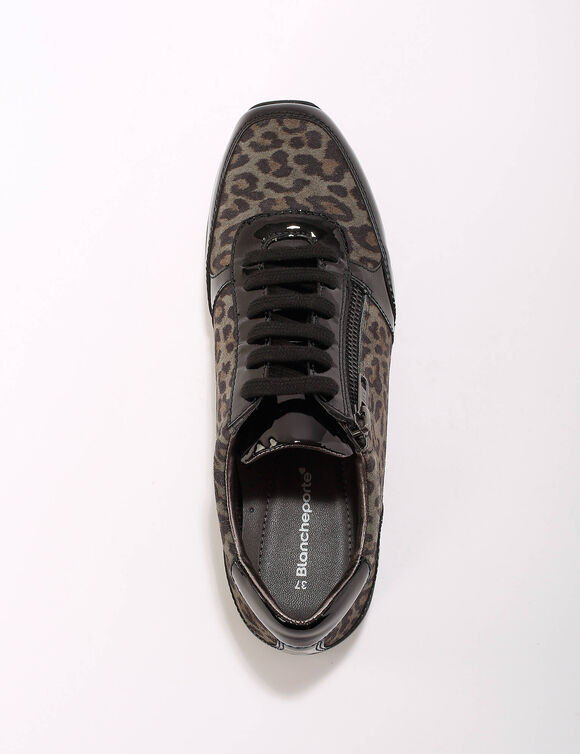 Tennis compensées en cuir verni certifié LWG - imprimé tacheté (gris) Tennis compensées en cuir verni certifié LWG - imprimé tacheté (gris)